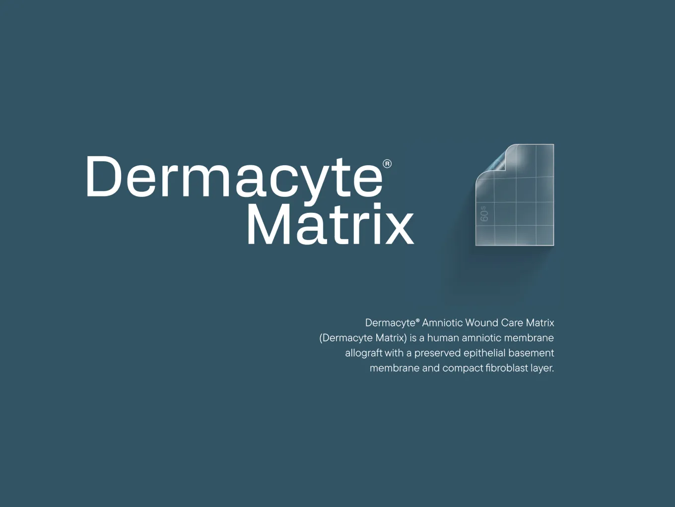 design demo of Dermacyte Matrix, with a headling, paragraph, and icon