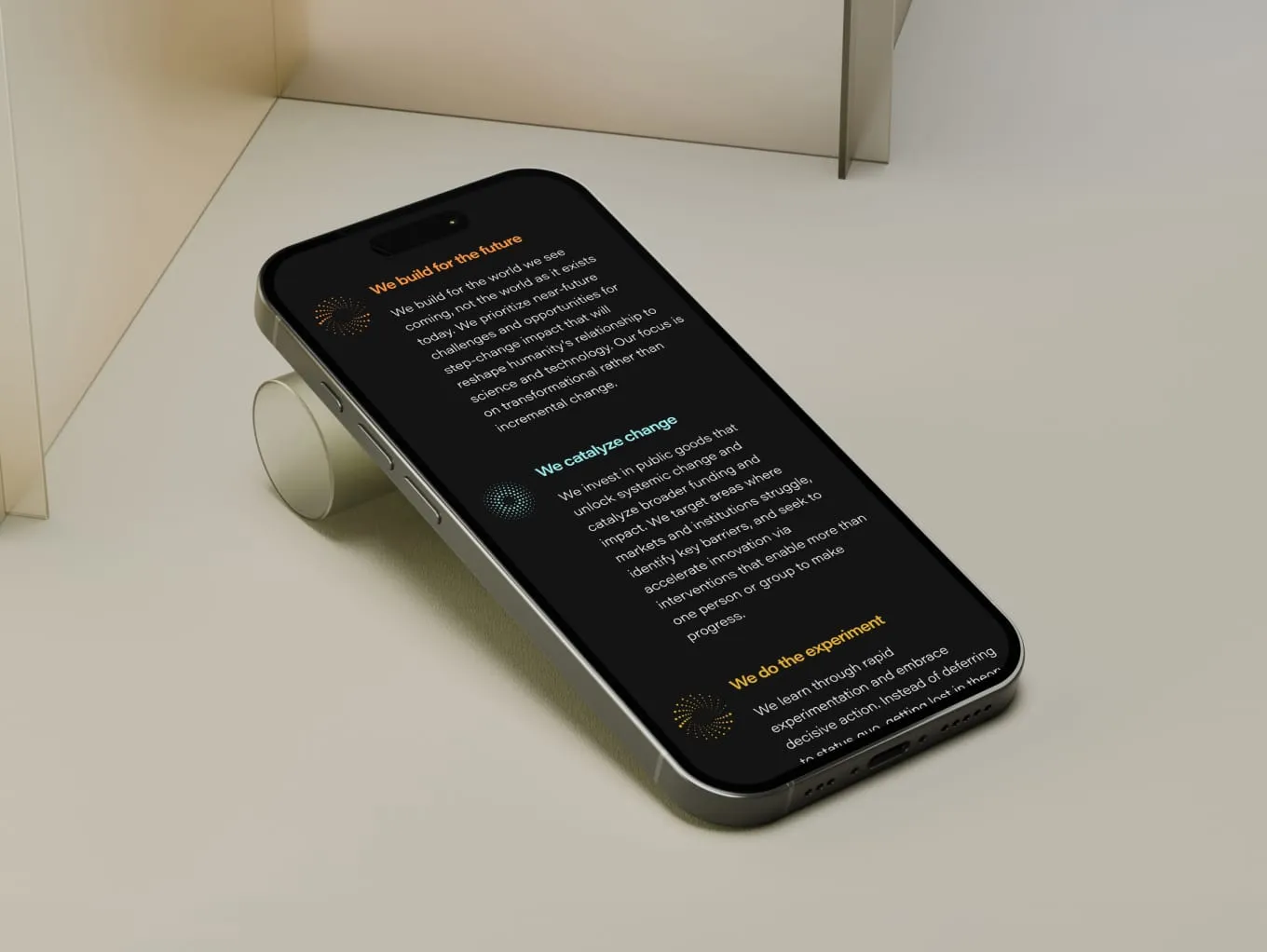 phone screen showing astera mobile layout